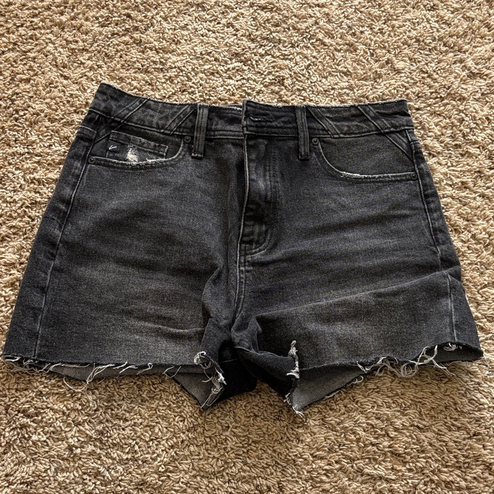 KanCan Black Raw Hem Denim Shorts